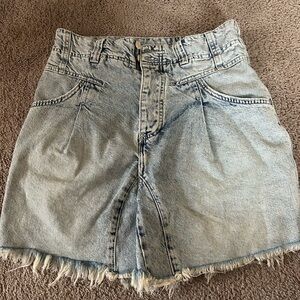 Free People Light Blue Frayed Jean Shorts